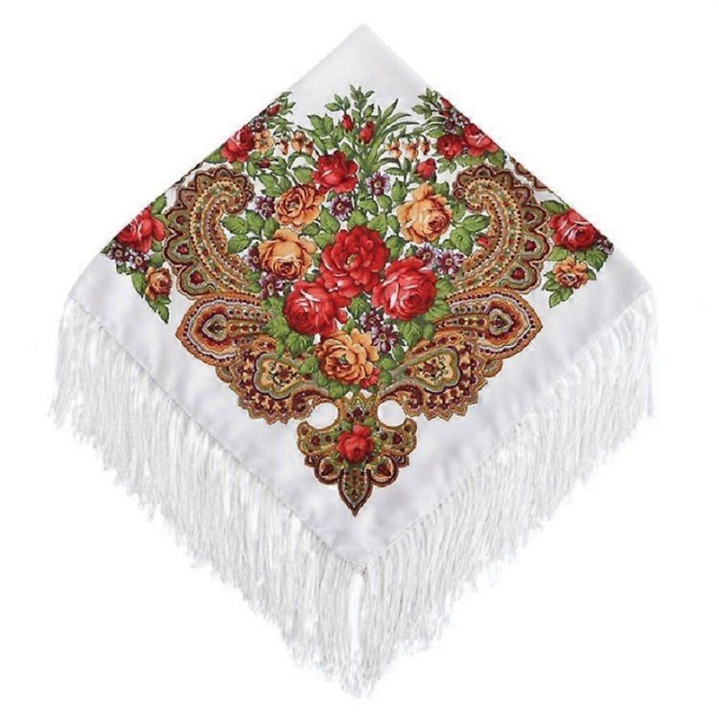 90 x 90cm Ethnic Style Retro Tassel Square Scarf 90 x 90cm Red Flower on White | Fruugo SG