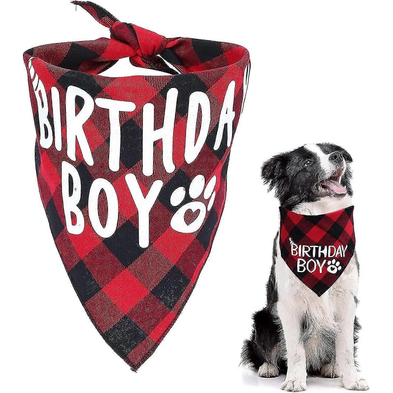 Dog Birthday Bandana,acsergery Dog Birthday Boy Bandana Plaid Triangle Scarf For | Fruugo SG