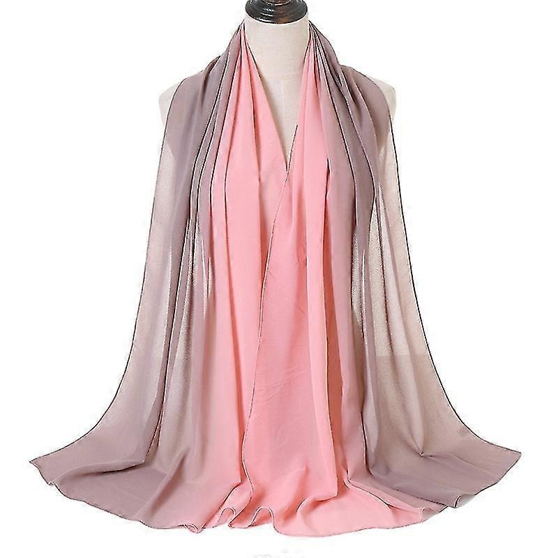 Gradient 2-color Stitching Chiffon Headscarf Muslim Hijab Scarf Big Size Head | Fruugo SG