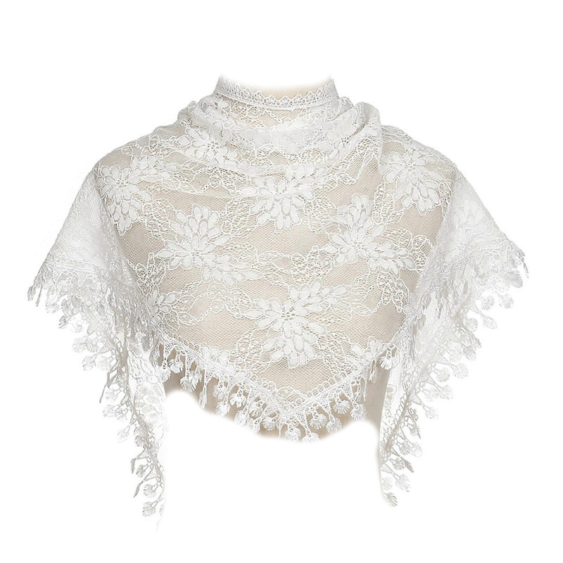 Lace for Triangle Scarf With Fringe Floral Print Scarf Lace Fringe Scarf Summer Hijab For Women Lightweight  White | Fruugo SG