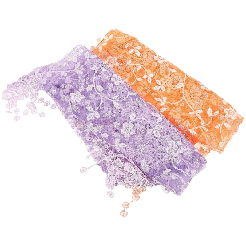 Lace Shawls Women Tassel Shawl Wrap Vintage Floral Lace Scarf Party Accessory Light Purple 2Set | Fruugo SG