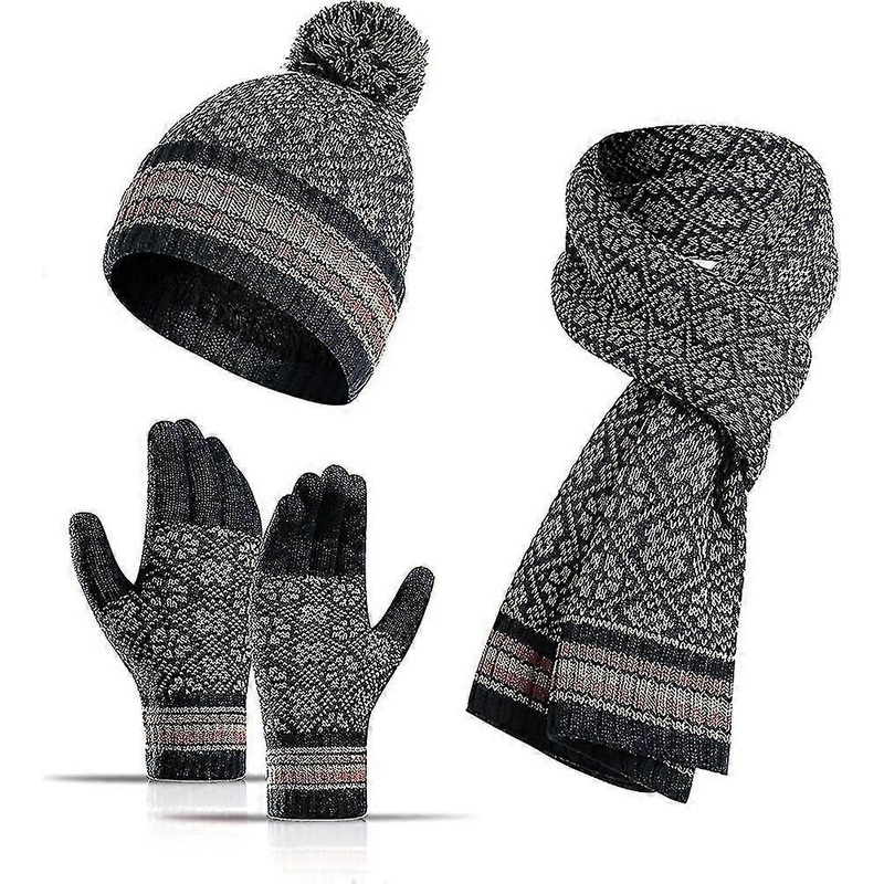 Womens Beanie Gloves Scarf Set. Winter Thermal Pom Pom Hats Mittens Neck Scarf Acsergery Gift | Fruugo SG