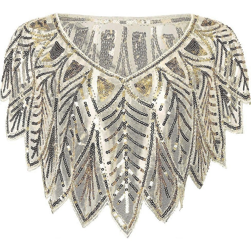 1920s Shawl Wraps Sequin Beaded Evening Cape Bridal Shawl Bolero Flapper Cover Up | Fruugo SG