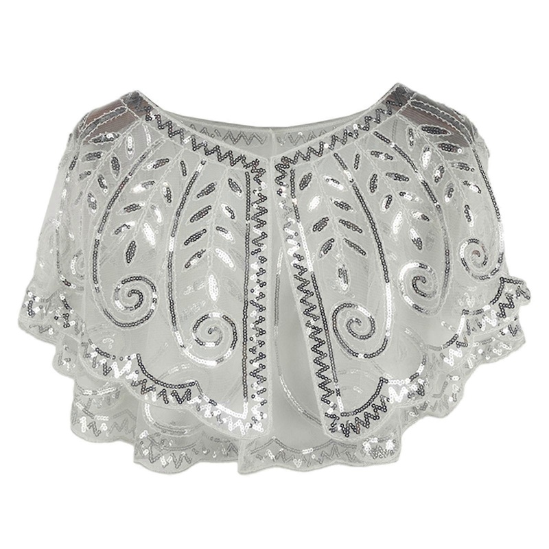 Beaded Scarf Ponchos Light weight Sheer Shawl Stylish Sequined Shawl for Ladies Costume Accessories  White | Fruugo SG