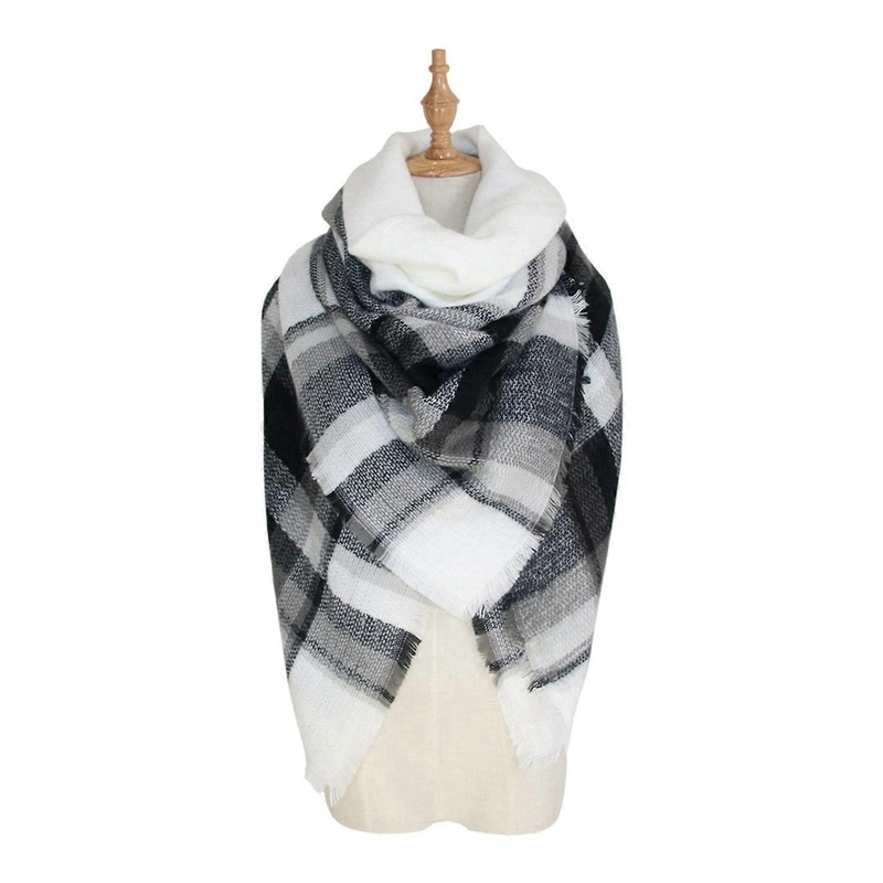 Women Winter Scarf Color Block Knitted Thick Warm Soft Windproof Neck Protection Fringe Wide And | Fruugo SG