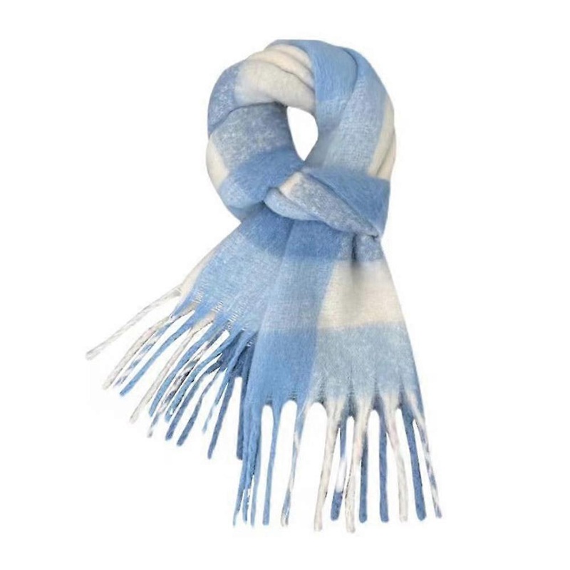 Fashionable Trend Scarf Blue and White Check Pattern Soft and Comfortable | Fruugo SG