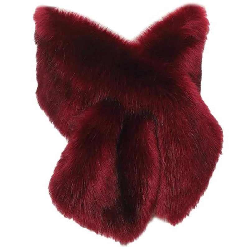 Stage Performances Shawls with Plush Widened Thick Imitation Furs Female Shawl Fashion Accessory  Burgundy black tip | Fruugo SG