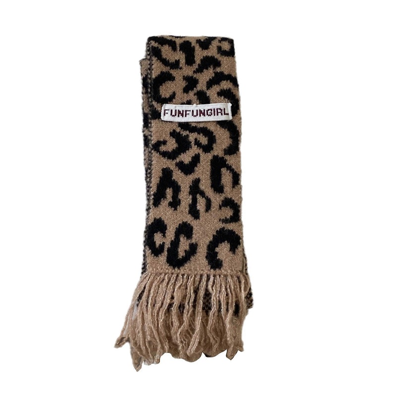 Trendy Animal Print Fringed Scarf Retros Inspired Soft Scarves Daily Wear Scarf for Comfort and Warmth in Cold Weather  Coffee | Fruugo SG