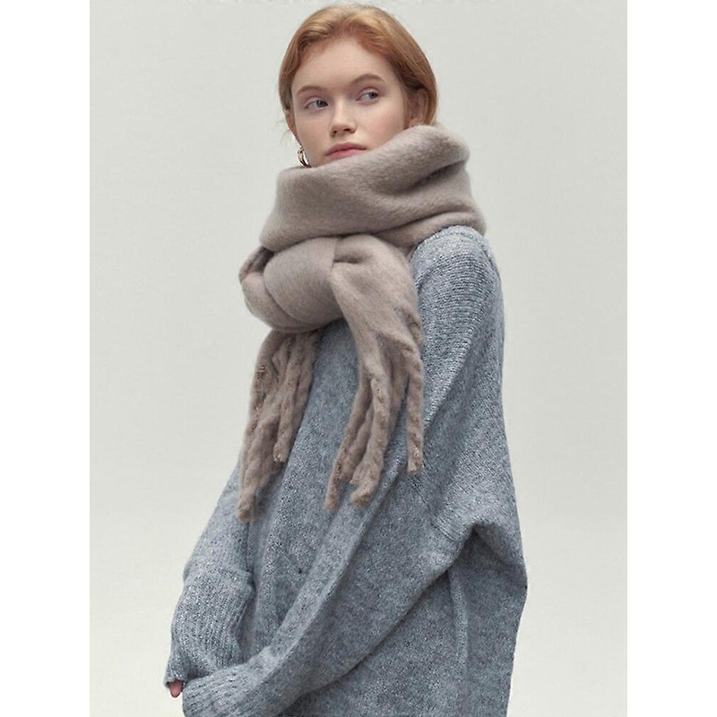 Warm Imitation Cashmere Winter Scarves For Women Classic Solid Thicken Soft Pashmina Long Tassels Shawls And Wraps | Fruugo SG