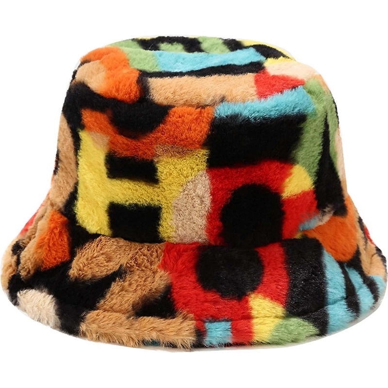 Winter Faux Fur Bucket Hat Fluffy Warm Hat for Women Men Colorful Numbers &Letters – | Fruugo SG