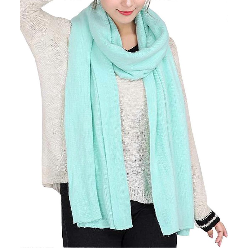 Women’s Warm Long Shawl Winter Warm Large Scarf Pure Color Light Green – | Fruugo SG