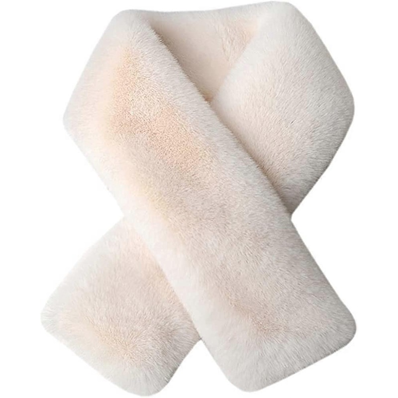 Women’s Winter Fall Furry Faux Fur Loophole Scarf Soft Cozy Neck Warmer Wrap Beige – | Fruugo SG