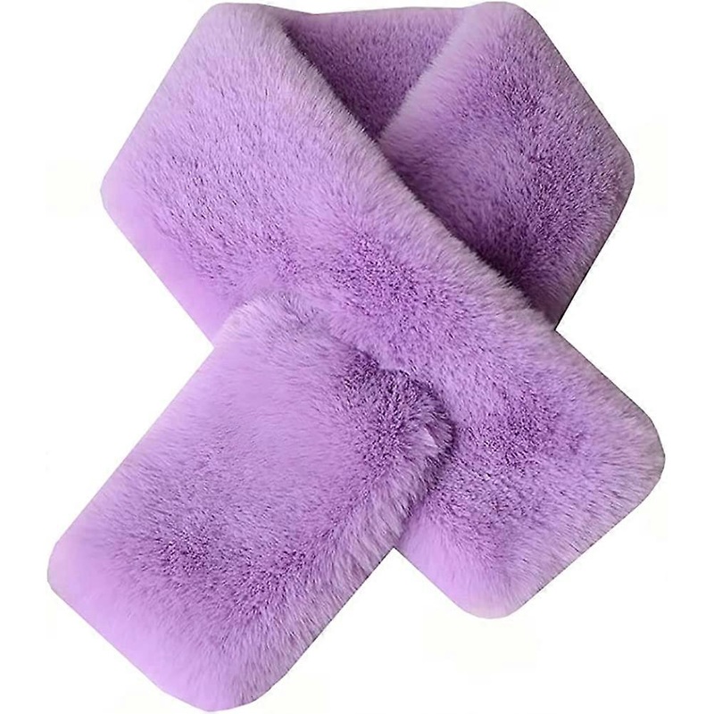 Women’s Winter Fall Furry Faux Fur Loophole Scarf Soft Cozy Neck Warmer Wrap Purple – | Fruugo SG