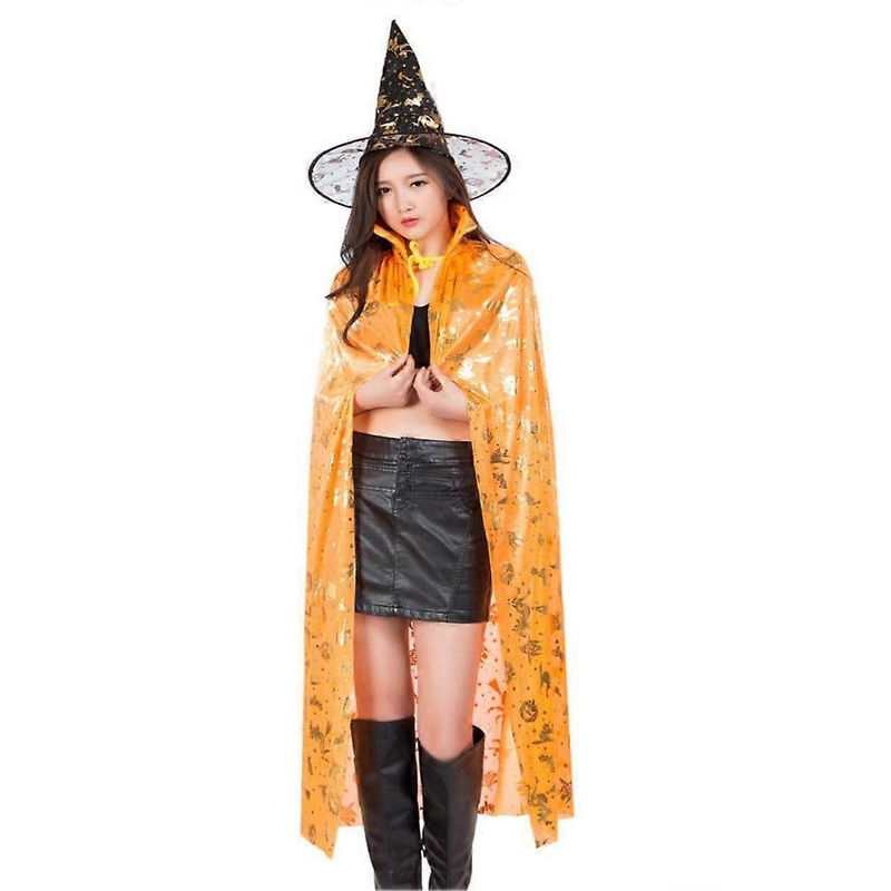 2 Pcs Halloween Cloak Set Cosplay Witch Poncho Devil Cape and Hat Party Show Costume | Fruugo SG