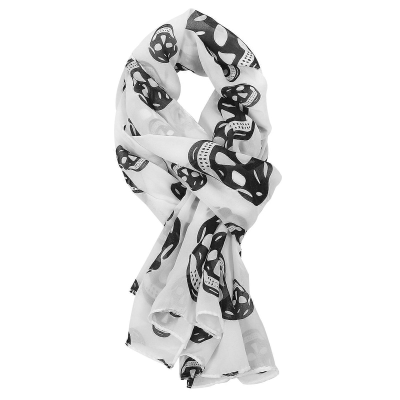 Black Chiffon Long Skull Scarf Shawl Wrap For Air-Conditioned Room 1Pack | Fruugo SG