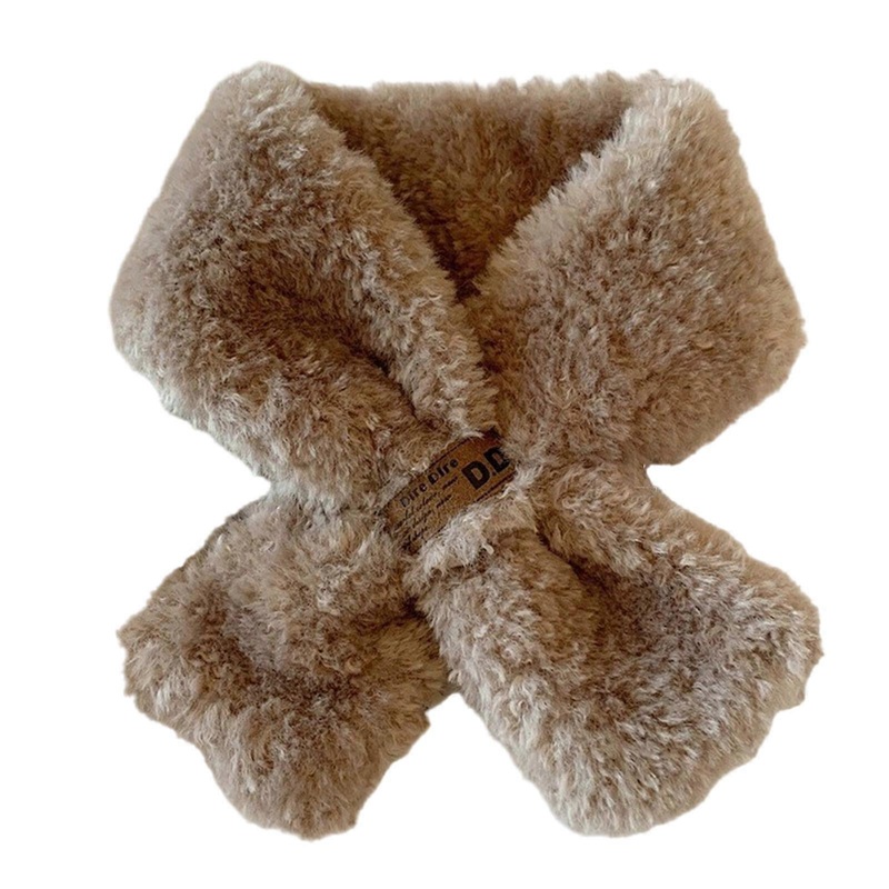 Crossed Scarf Winter Warm Furry Faux Furs Neckerchief Double Side Neck Gaiter Stylish Neck Scarf for Adult Women Student | Fruugo SG