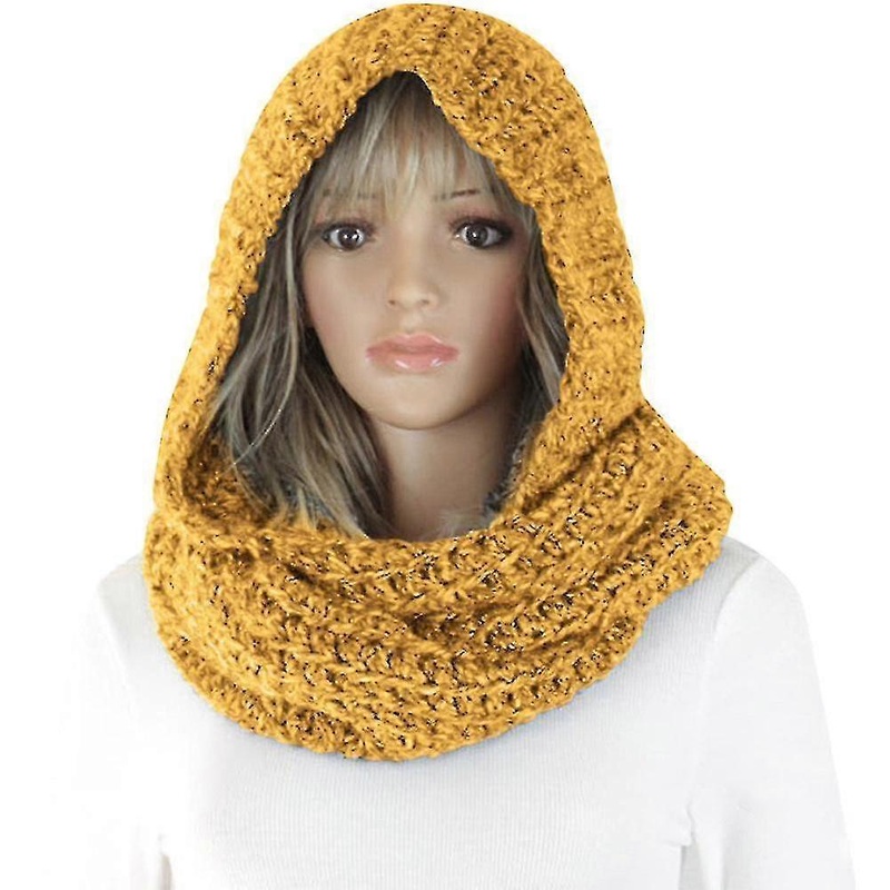 Womens Knitted Wrap Circle Loop Hooded Scarf Neck Warm | Fruugo SG