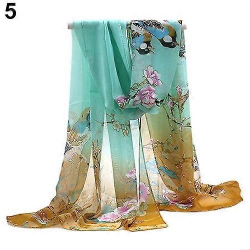 Womens Ladies Beautiful Medium Long Chiffon Stole Scrawl Flower Printed Wrap Soft Scarf | Fruugo SG