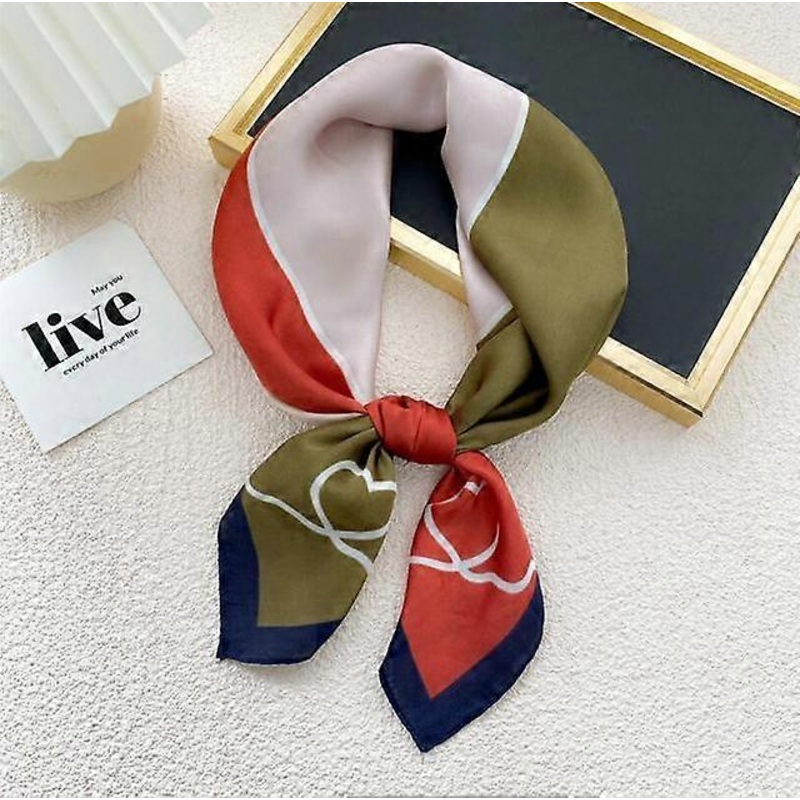 2021 Small Square Silk Satin Head Hair Scarf Bandana Women Fashion Hearts Patchwork Neck Bag Handle Scarves for Ladies Headscarf | Fruugo SG