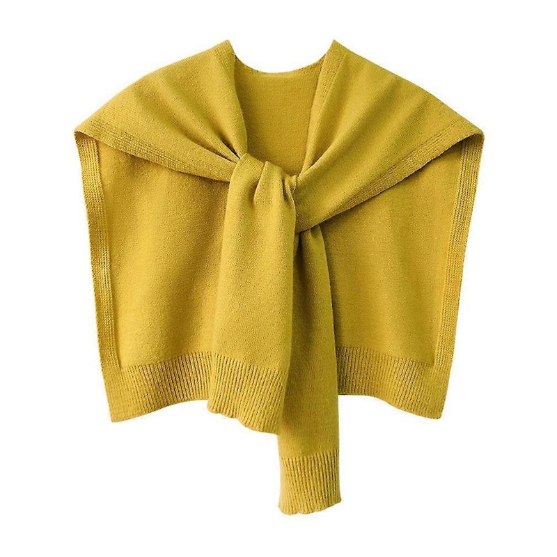 Autumn Short Knitting Poncho Yellow Decorative Coat Shawl Cape for Lady | Fruugo SG