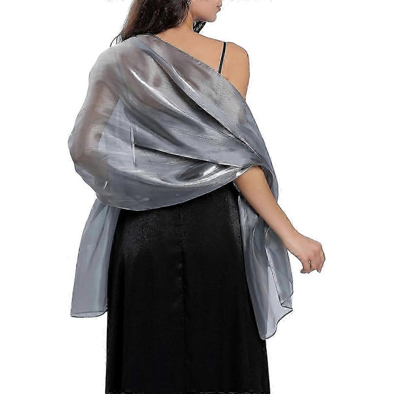 Silk Shawls And Stoles For Evening Dresses Women’s Sheer Soft Bridesmaids Wedding Formal Party Organza Shawl (dark Gray) | Fruugo SG
