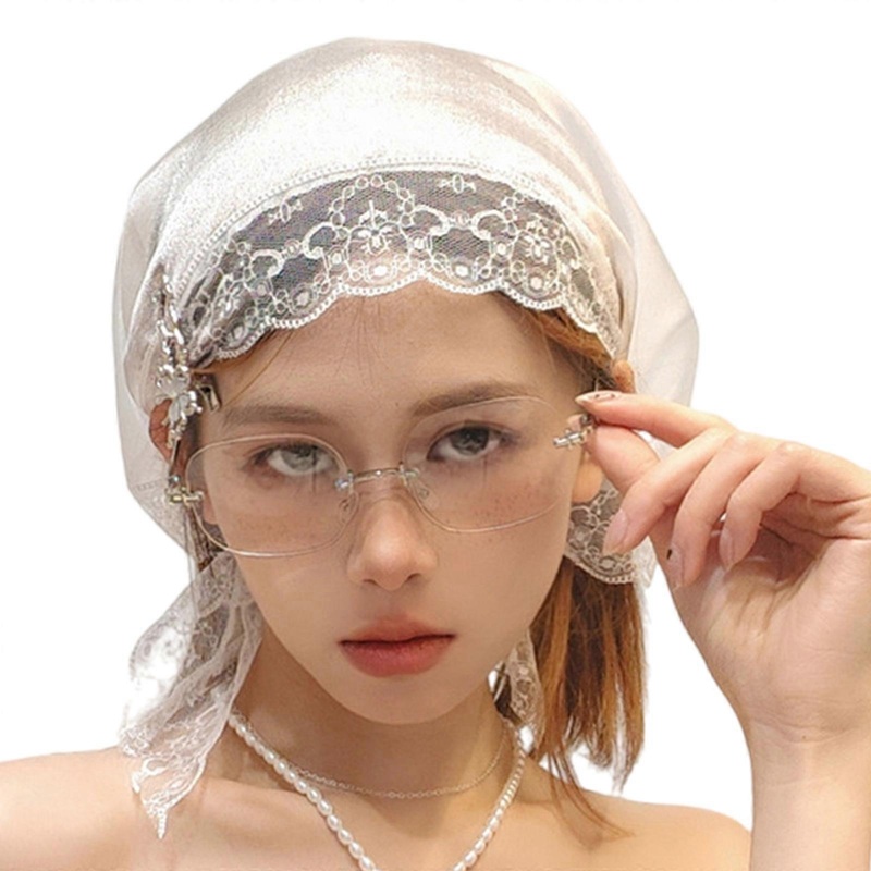 Stylish Lace Triangular Shawl Comfortable Headscarf Hair Accessory for Women Everyday Wear and Personalizing Looks  White | Fruugo SG