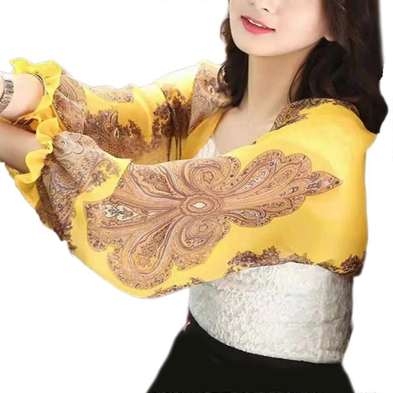 Sun Protection Shoulder Wrap Cooling Shawl Women Flared Sleeves Arm Cover Up Chiffon Shawl Wrap for Hiking Cycling  Yellow | Fruugo SG