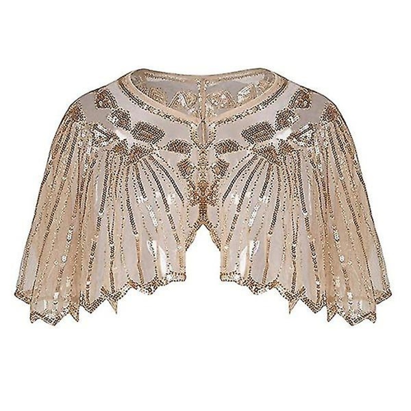 Vintage 1920s Sequin Mesh Shiny Scalopped Poncho For Women Pl-985 | Fruugo SG