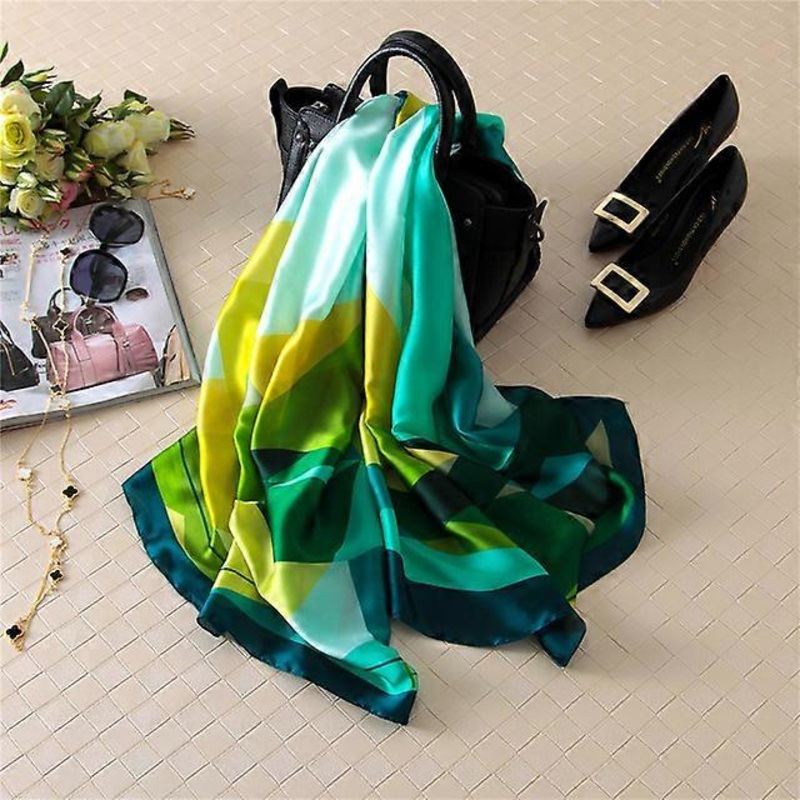 2021 Summer Women Silk Scarf Luxury Multicolor Print Beach Hijab New 180X90CM Shawls And Wraps Female Echarpe Designer Bandana | Fruugo SG