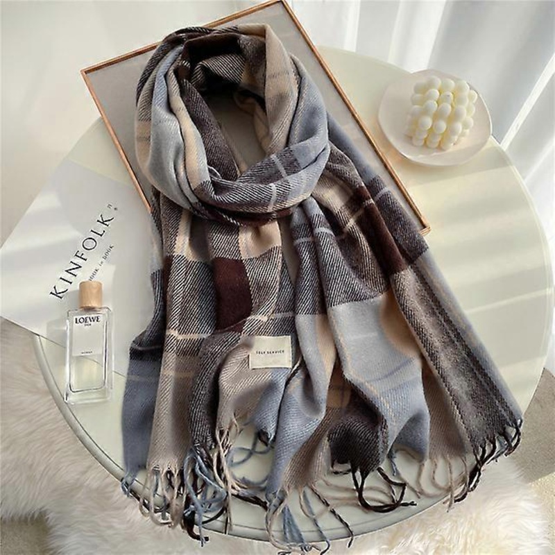 2022 Plaid Winter Scarf Design Women Cashmere Pashmina Warm Shawl Lady Wrap Tassel Scarves Knitted Men Foulard Thick Blanket | Fruugo SG