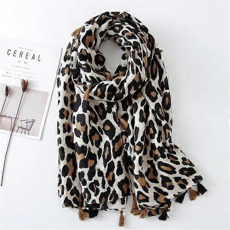 2022 spring and summer luxury brown ladies wild leopard scarf female long scarf shawl thin brown fashionable scarf long shawl | Fruugo SG