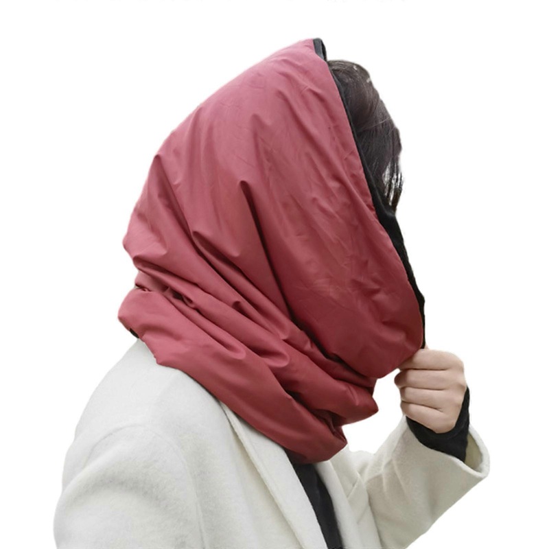 Adult Cotton Headscarf for Outdoor Winter Warm Quilted Hat Hooded Shawl Hat Windproof Puffer Hat Unisex Casual Headwear  Burgundy | Fruugo SG