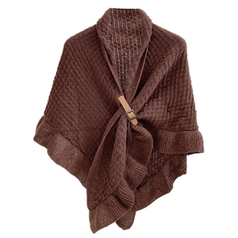 Open Front Shawl Ponchos Wrap for Women Oversized Winter Sweater Wrap Classical Knitted Ponchos Shawl Wrap Coffee | Fruugo SG
