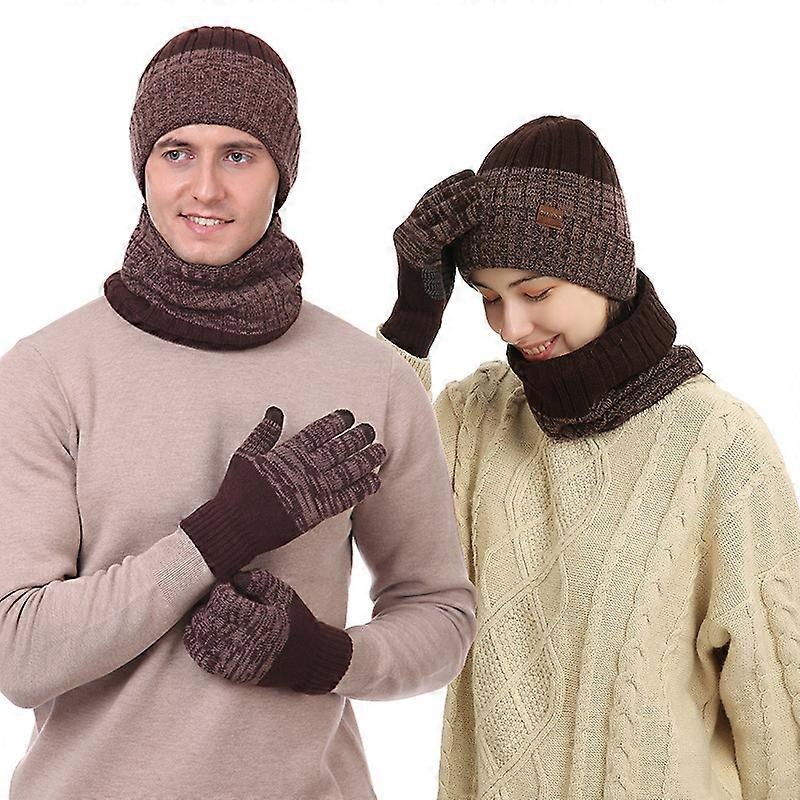 Outer scarf for men and women to keep warm and cold neck cover padded and thickened woolen hat three sets | Fruugo SG