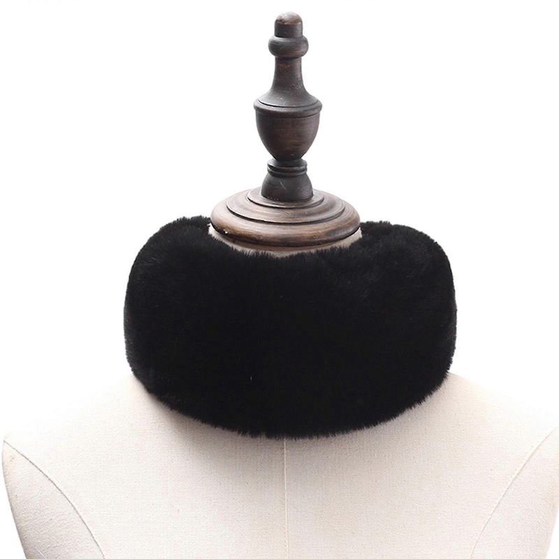 Womens Rabbit Scarf Elegant Collar Neck Wrap Thicken Winter Neck Warmer Magnetic Buckle Furry Thicken Scarf  Black | Fruugo SG