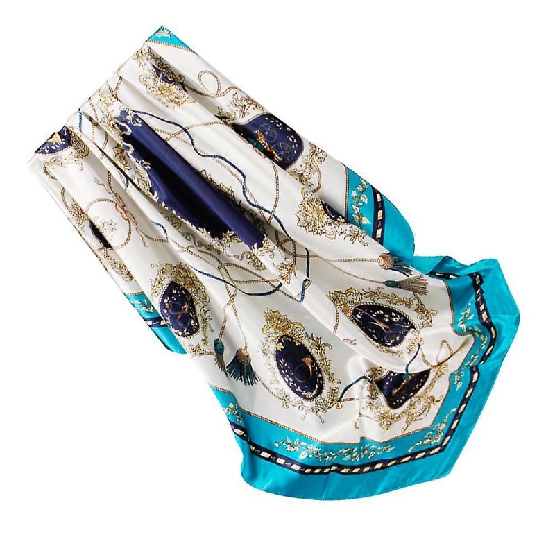 Simulated Silk Sun-Proof Shawl Stylish Design Relaxation Time Outside Blue 90x90cm 1Pc | Fruugo SG