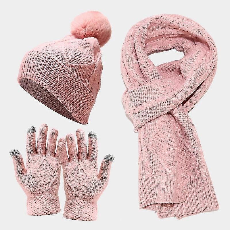Winter Warm Knitted Beanie Hat Scarf Glove Set Ladies Ladies Girls 3 In 1 Hat Gloves Neck Scarf Set Thick Suit Outdoor Wear Botao | Fruugo SG