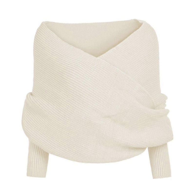 Women Knitted Sweater Tops Scarf With Sleeve Wrap Winter Warm Shawl Scarves | Fruugo SG
