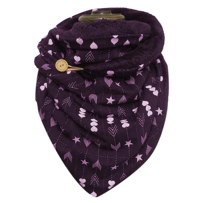 Women Winter Plush Lined Large Shawl Wrap Heart Star Striped Printed Soft Button Scarf Outdoor Windproof Bib Neck Warmer  V | Fruugo SG