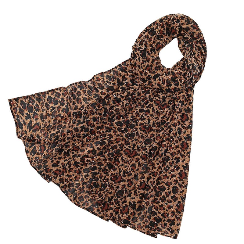 180cm Leopard Print Scarf Polyester Shawl Shoulder Wrap Headscarf with Rhinestoned Detail Unisex Accessory Multicolor | Fruugo SG