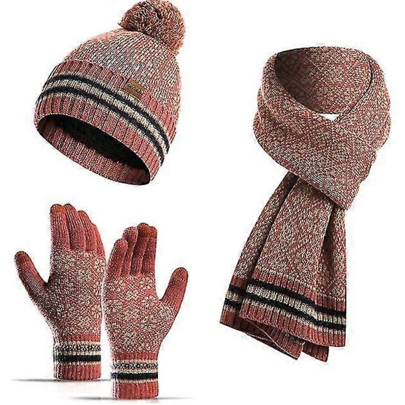 3 Pcs Winter Knit Hat Scarf And Gloves Setfor Men Women | Fruugo SG
