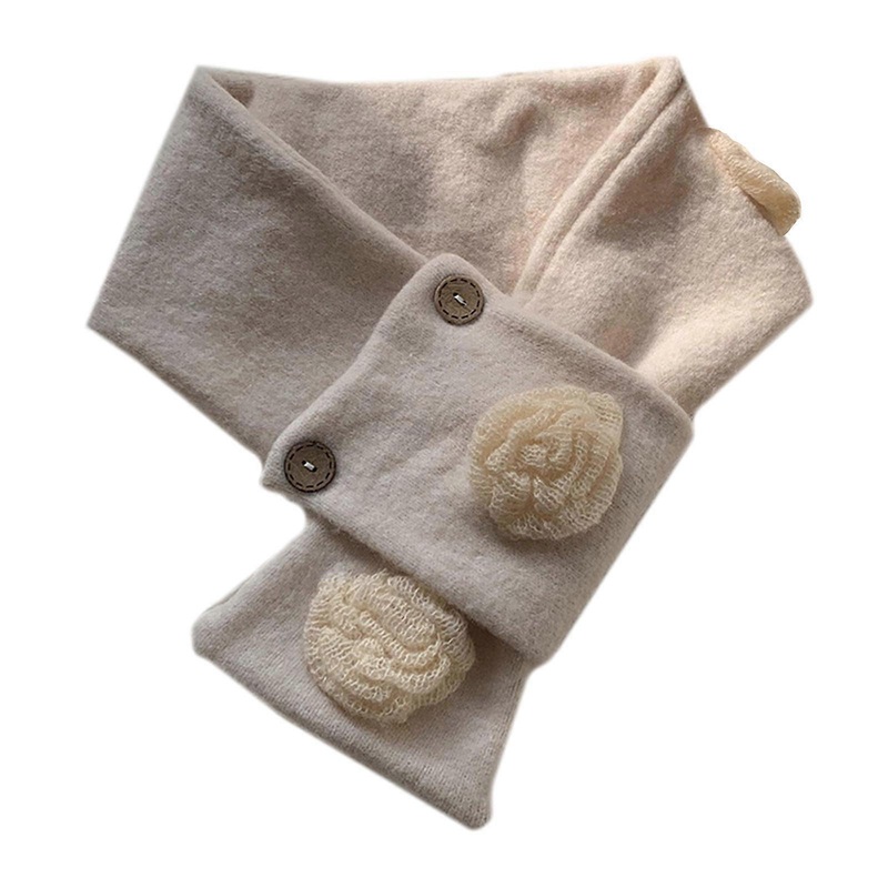 Knitted Camellia Scarf for Women Thicken Cashmere Blend Crossed Scarf Neck Warmer Winter Autumn All Matching Neck Gaiter  White | Fruugo SG