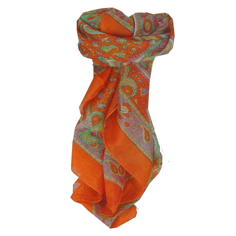 Mulberry Silk Traditional Square Scarf Firoza Tangerine by Pashmina & Silk | Fruugo SG