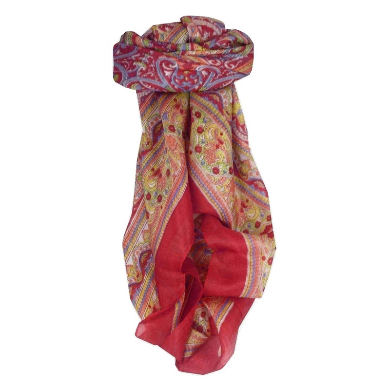 Mulberry Silk Traditional Square Scarf Gandak Red by Pashmina & Silk | Fruugo SG