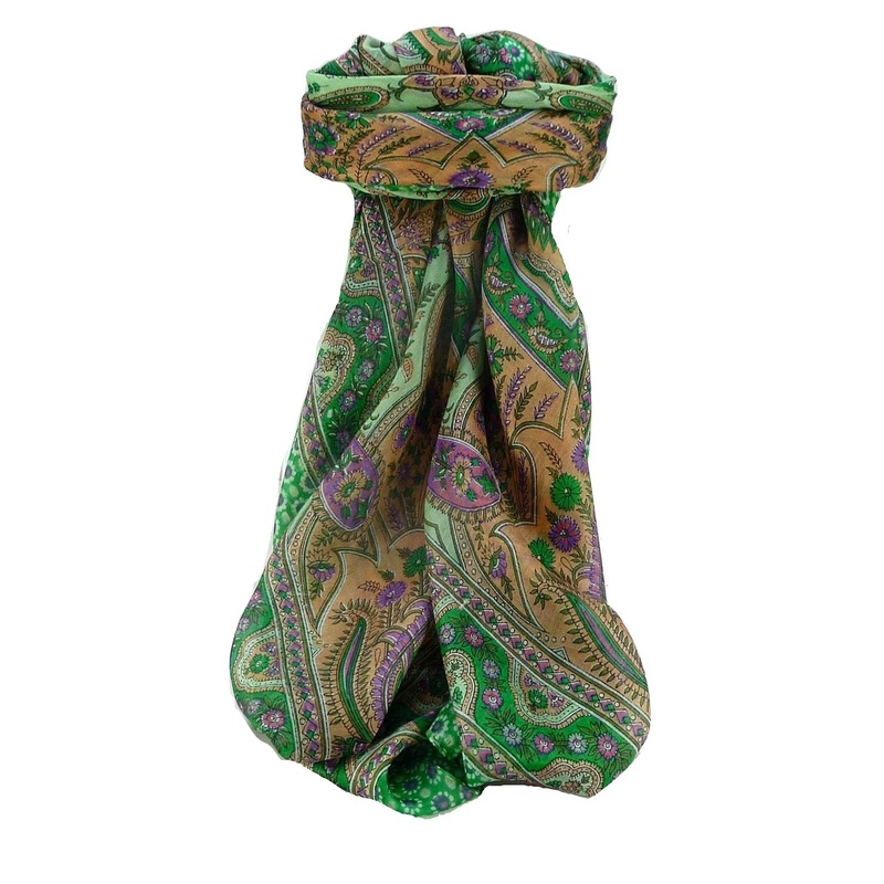 Mulberry Silk Traditional Square Scarf Marar Emerald by Pashmina & Silk | Fruugo SG
