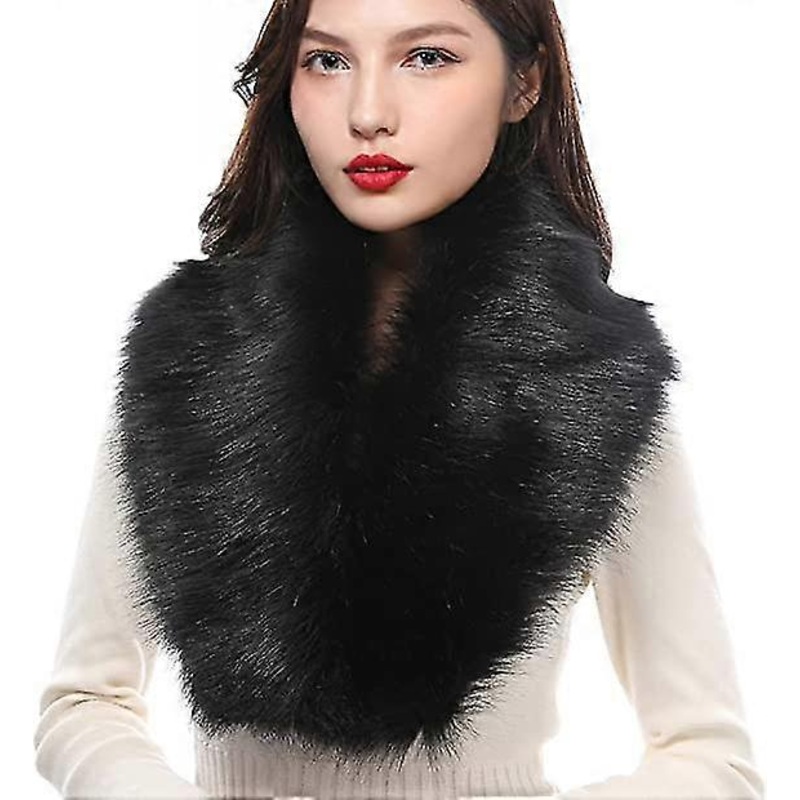 Women’s Warm Fur Scarf With Faux Fur Collar, Suitable For Cold Winter | Fruugo SG