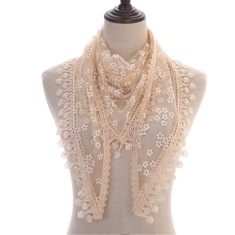 Women Scarf Tassel Flower Embroidery Triangle Shape Lace See-through Thin Lightweight Soft Shoulder Decoration Shawl Head Scarf | Fruugo SG