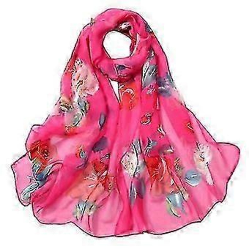 30# Chiffon Florak Print Scarves Silk Scarf Fashion Women Roses Printing Long Soft Wrap Scarf Simulation Silk Shawl Beach Scarf | Fruugo SG