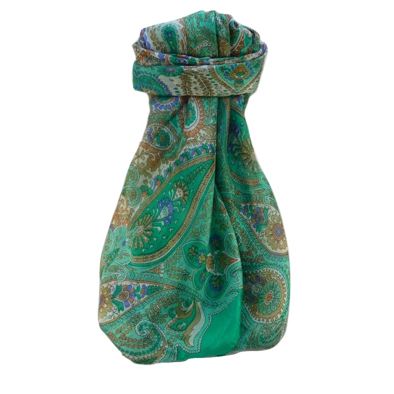 Mulberry Silk Traditional Square Scarf Zoya Emerald by Pashmina & Silk | Fruugo SG
