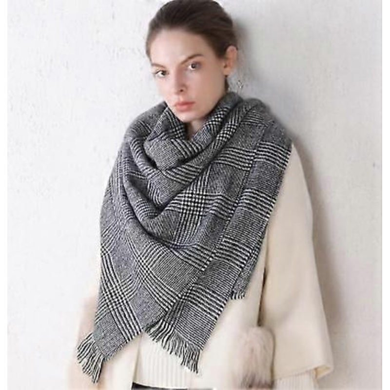 scarf black and white classic cashmere plaid scarf women shawl dual-use | Fruugo SG